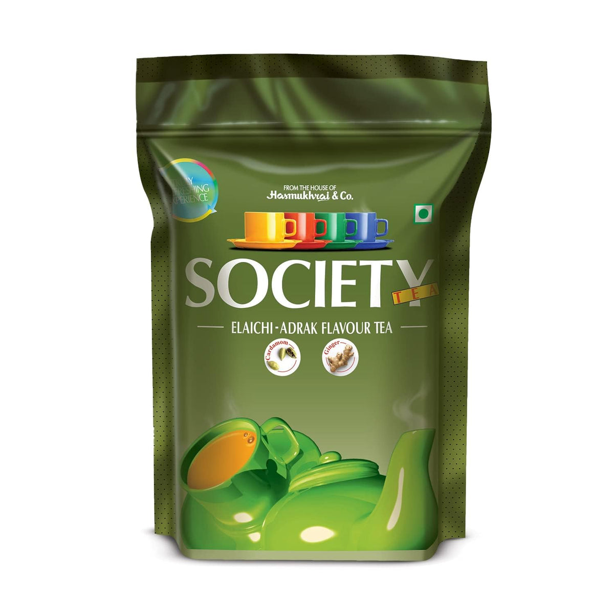 Society Elaichi Adrak Chai Patti - 250gm Pouch, 8.8 Ounce | Refreshing & Tasteful Ginger & Cardamom Tea - All Natural Ingredients, No Preservatives | Low Caffeine Leaf Tea