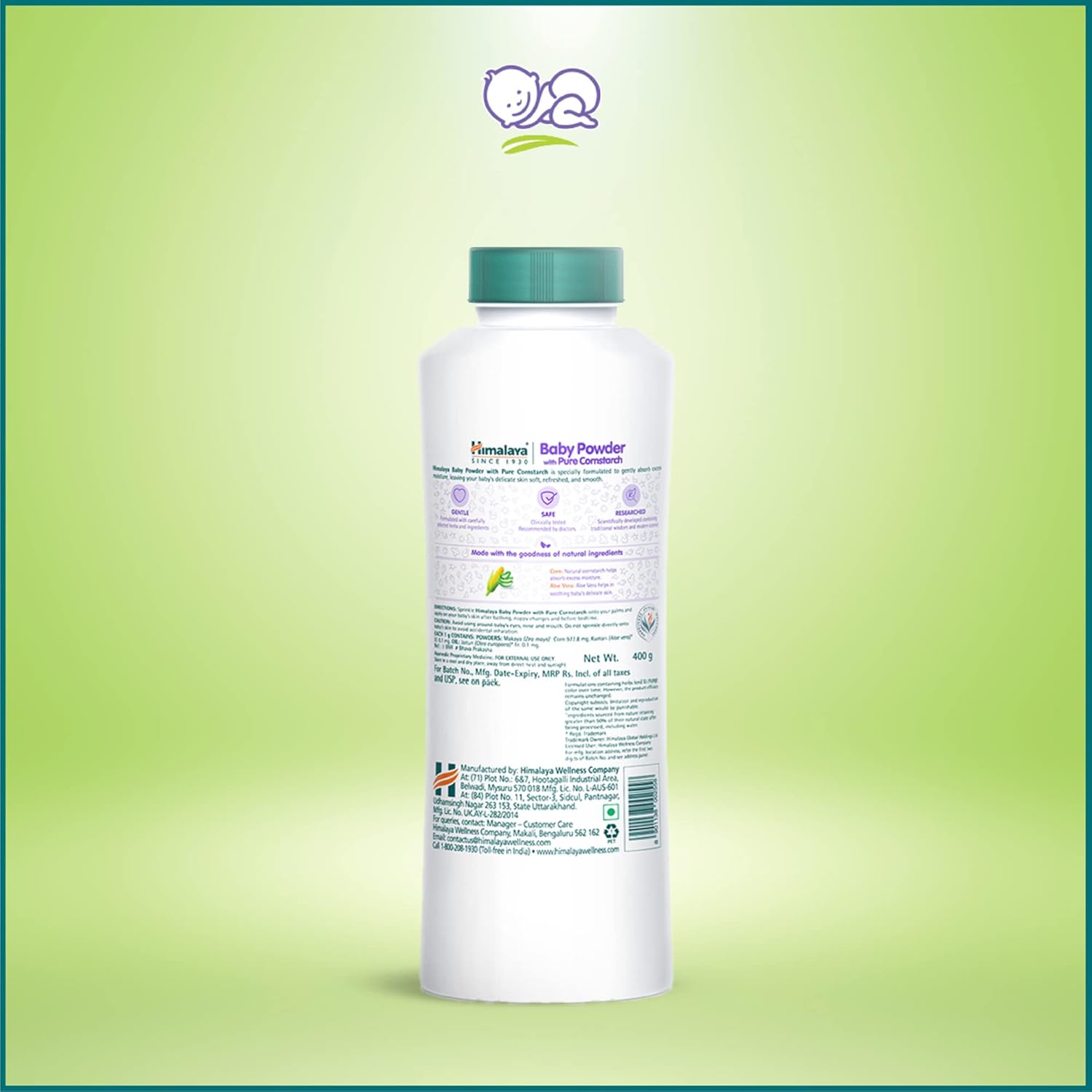 Himalaya Baby Powder With Pure Cornstarch, Refreshes, Soothes, Keeps Baby's Skin Soft & Dry | 400gm