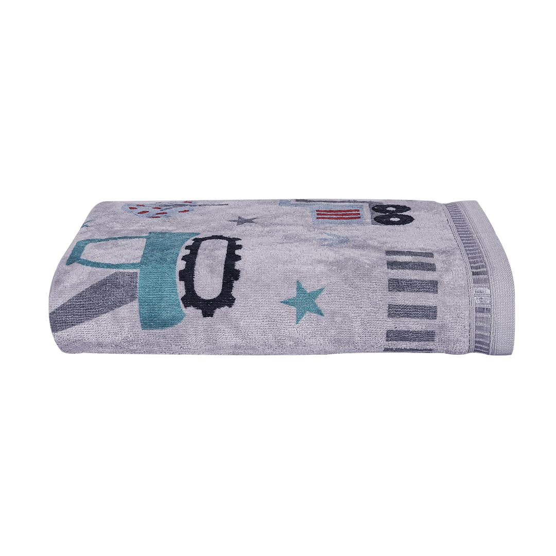Rangoli 100% Cotton Kids Bath Towel 400 Gsm | Super Soft & Highly Absorbent, Anti-Bacterial & Anti-Odour, Multipurpose Towels (Grey)
