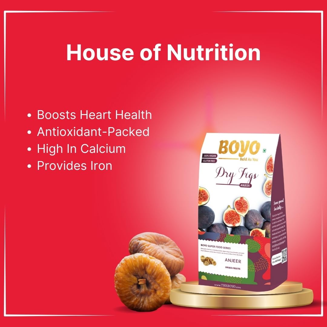 100% Natural Dried Afghani Figs By Boyo 200gm, | Rich In Iron Fiber Rich Dry Fruits Gluten Free Good Immunity Dry Anjeer | 7.0 Ounce