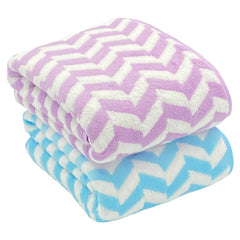 Patpug Coral Microfiber Ultrasoft Comfortable Highly Absorbent Quick Drying Large Bath Towel 700 Gsm (Blue & Purple)- Pack Of 2