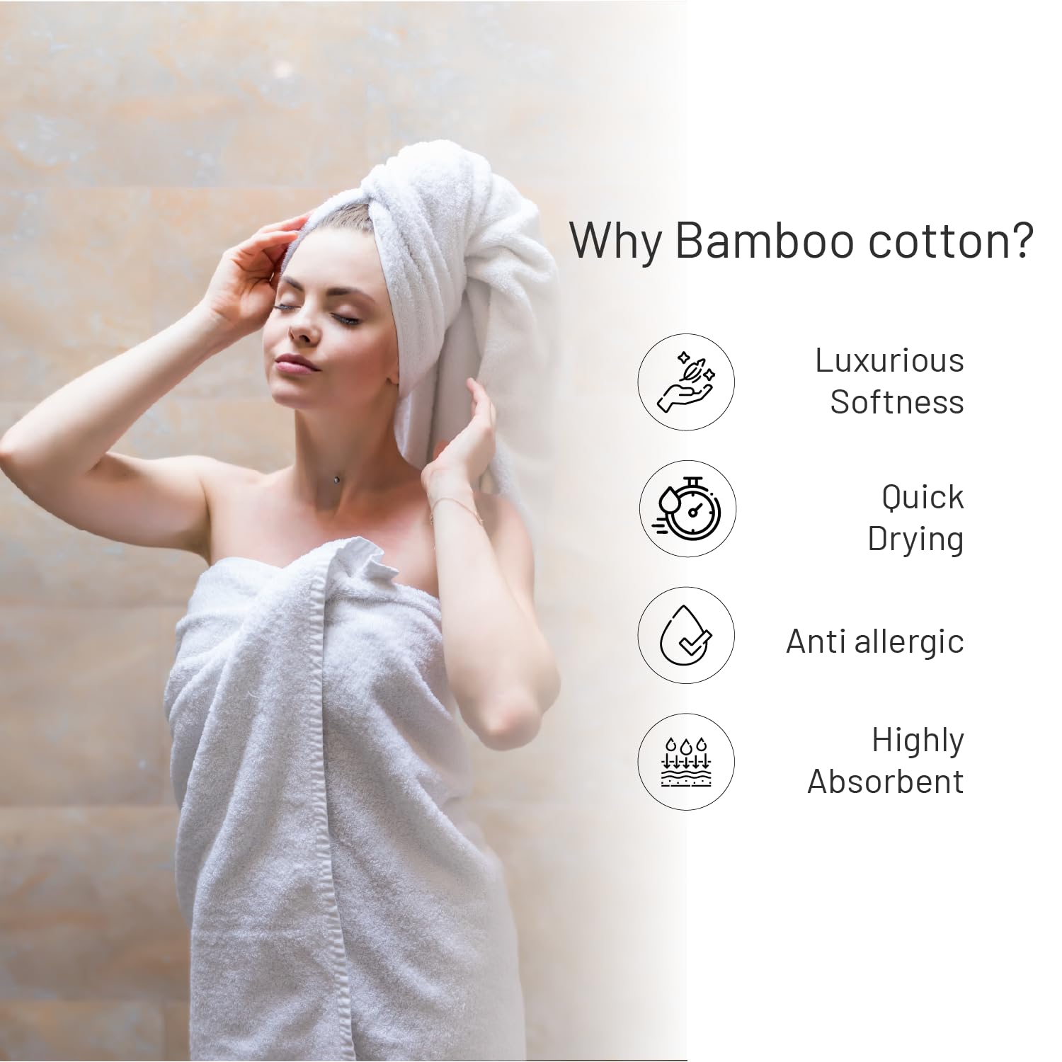 Himeya Bamboo Bath Towel 1200 Gsm | Ultra Absorbent 3x Softer Than Cotton Towels | Pack Of 2 - Steel Blue & Ice Burst