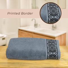 Rangoli 100% Cotton Fibre Bath Towel 600 Gsm | Highly Durable & Absorbent Towel | Skin-Friendly & Quick Drying Luxury Towels (Grey) - Pack Of 1