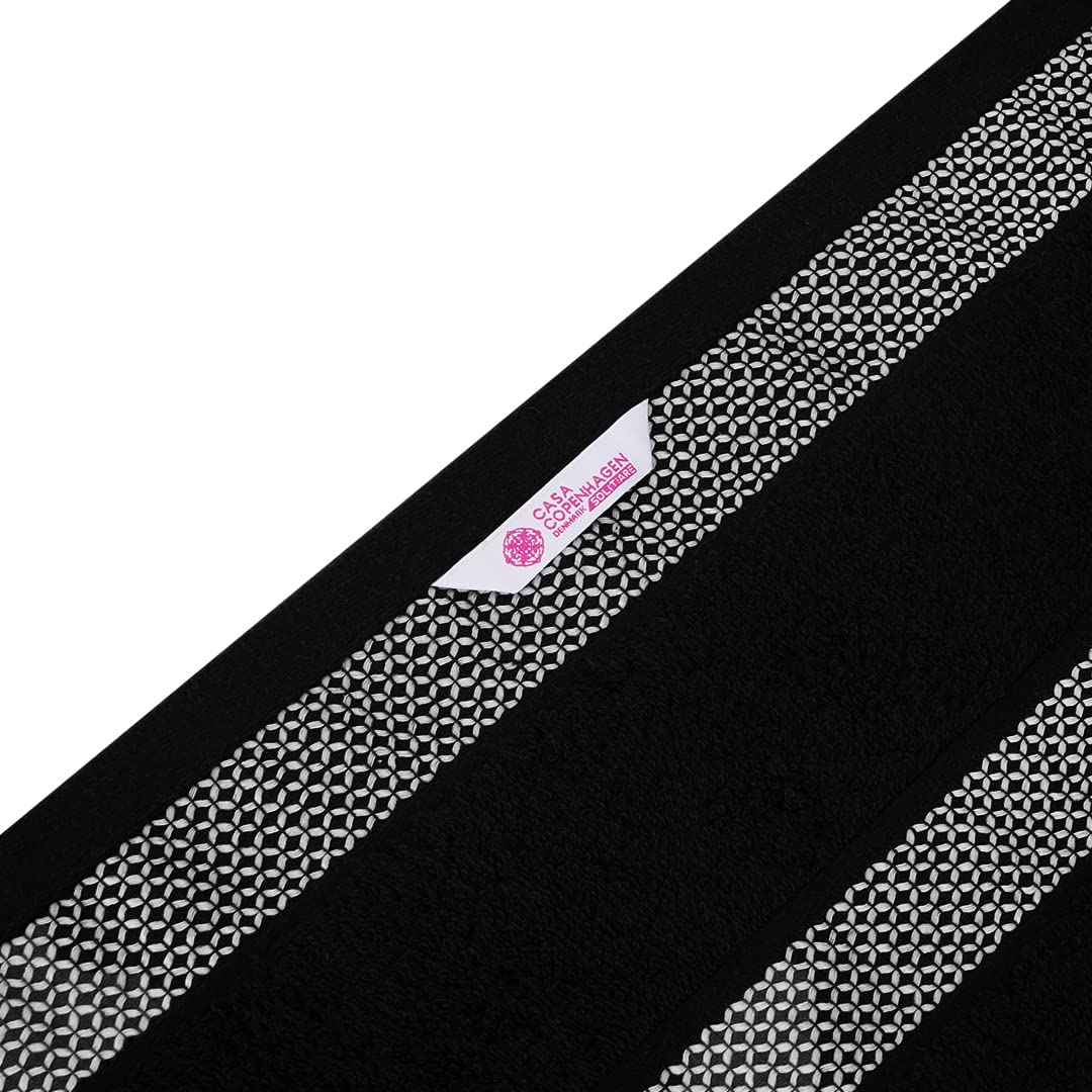 Casa Copenhagen Egyptian Cotton Waffle Large Size Bath Towel 500 Gsm (Black)