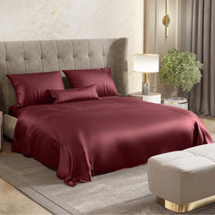 300 TC Premium Double Bedsheet Elastic Fitted For Queen Size | 100 X 90 Inches, Crimson Velvet With 2 Pillow Covers | Skin Friendly Fabric For Everyday Comfort