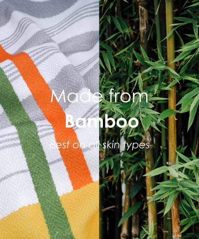 Thirsty Towel By Doctor Towels Bamboo Bath Towel 460 Gsm | Just Stripes Design | Herringbone Weave Fabric (Multicolor)