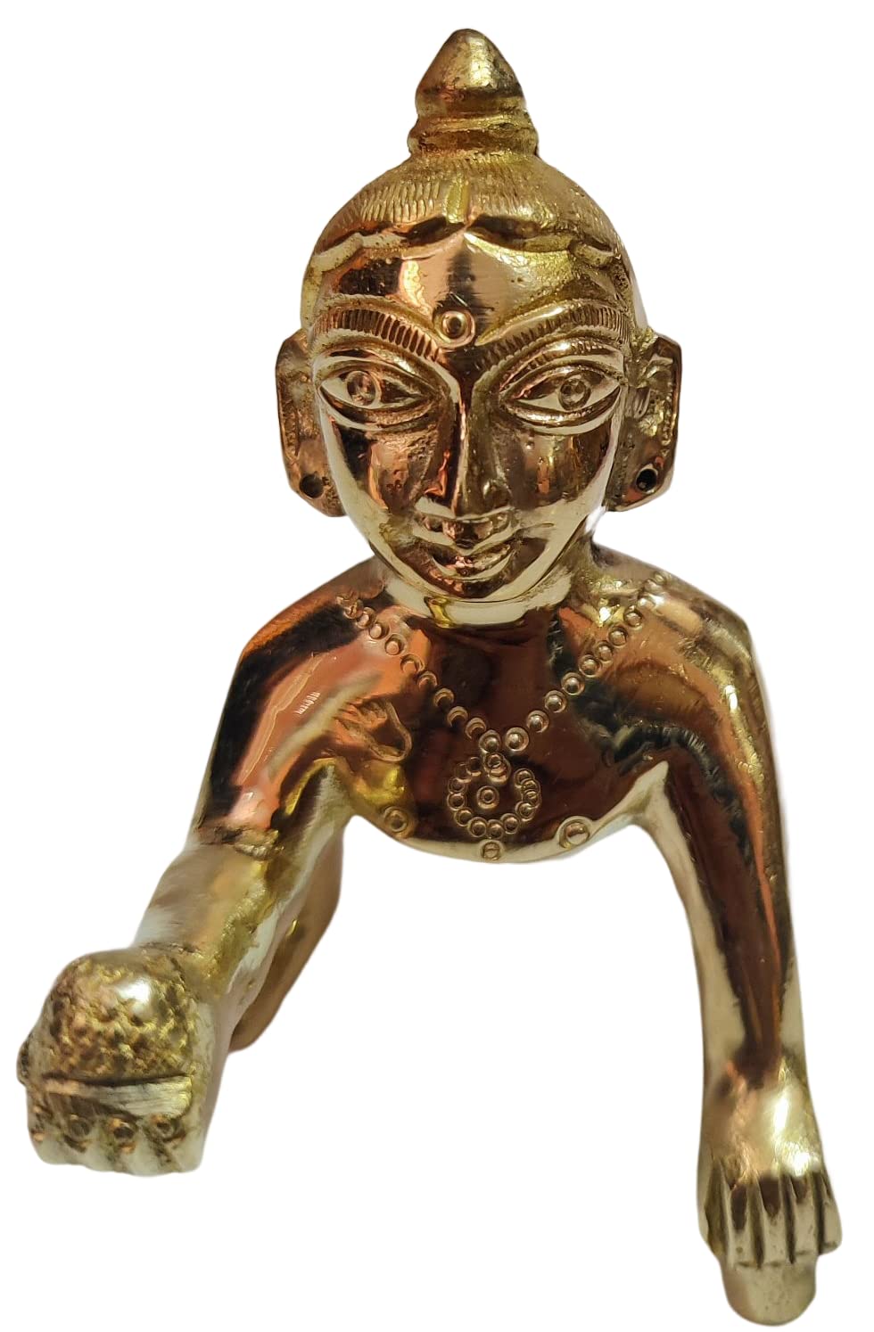 Laddoo Gopal, Baby Krishna Idol, Thakur Ji Murti, Gold, Brass Statue - 6 Cm, Laddu Bal Gopal Kishan, Antique Style, Festivals & Occasion, Handmade Statue, God Idol