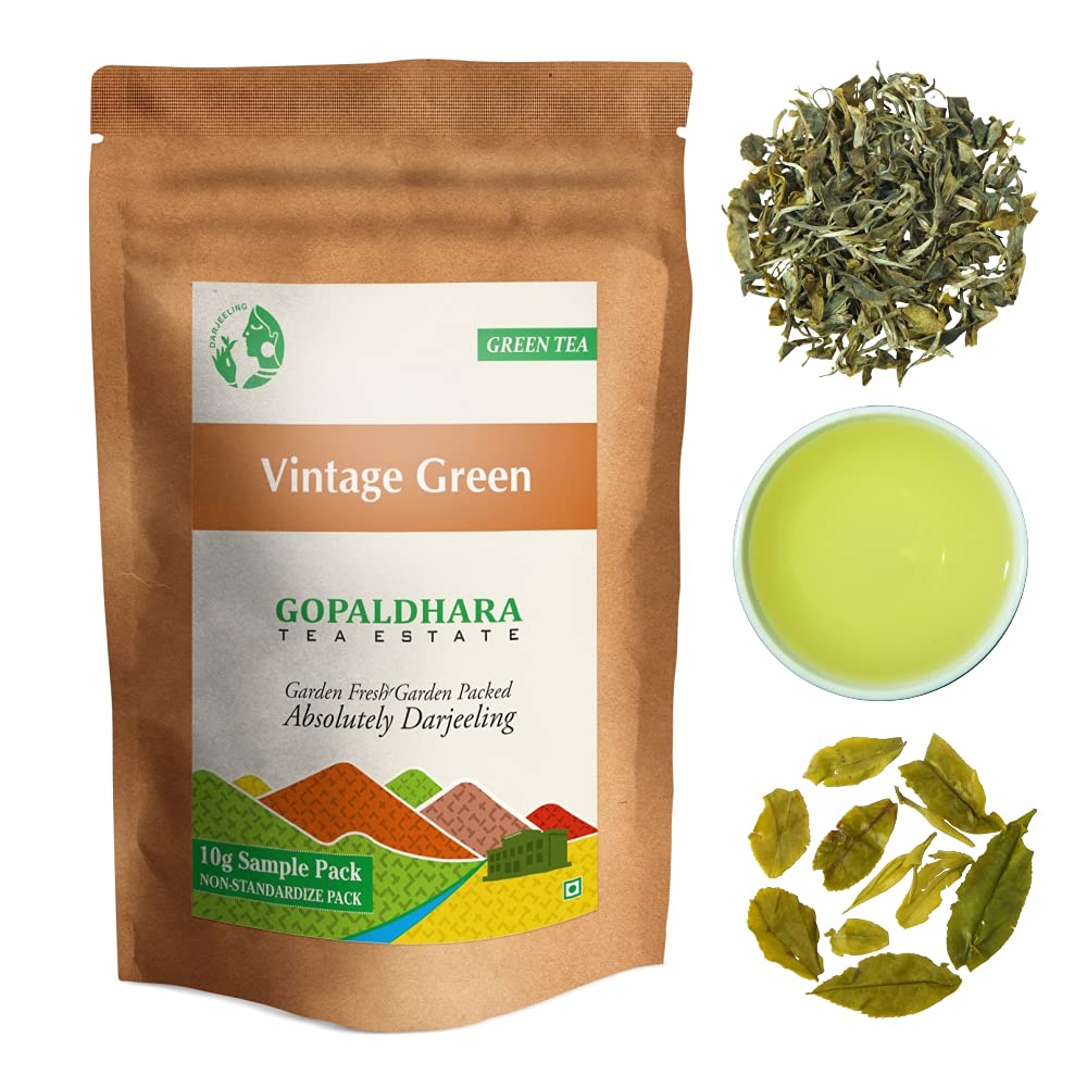 Gopaldhara Royal Collection Of Darjeeling Tea Sample Pouches - Pack Of 4 Teas X 10gm, 0.35 Ounce Each | Second Flush+ First Flush+ Autumn Flush+ Green Tea - Low Caffeine Loose Leaves