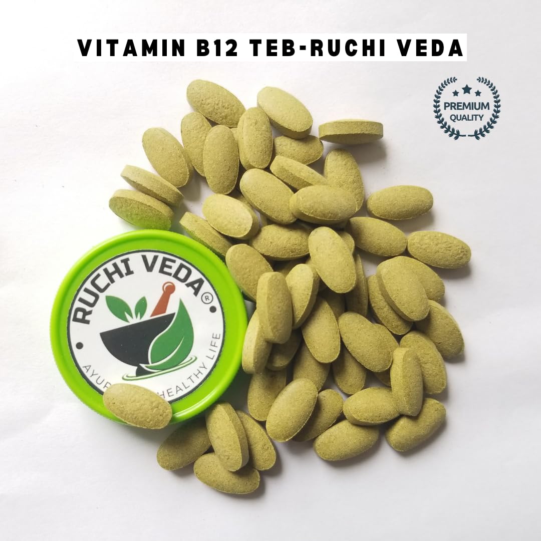 Ruchi Veda Plant - Based Vitamin B12 , Increased B12 Levels, Immunity Booster & Digestive Health | 120 Tablets , 200gm 0.4lbs