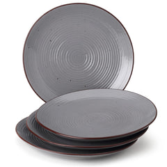 Ceramic Handcrafted Serving Dinner Plates Set Of 4 - 10 Inch, Grey | Scratch Resistant, Microwave Safe & Dishwasher Safe - Handcrafted Dinner Plates