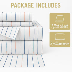 Print King Size Flat Sheet With 2 Pillow Covers - 108 X 108 Inches, Multicolor | Soft, Breathable & Skin-Friendly Bedding For Daily Use | Machine Washable & Long-Lasting