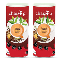 Chaizup Premium 1 Min Instant Masala Tea Premix - Pack Of 2 X 1 Kg Can, 35.2 Ounce Each | Just Add Hot Water - Assam Masala Chai Powder | Low Caffeine, No Added Color - Home Like Tea