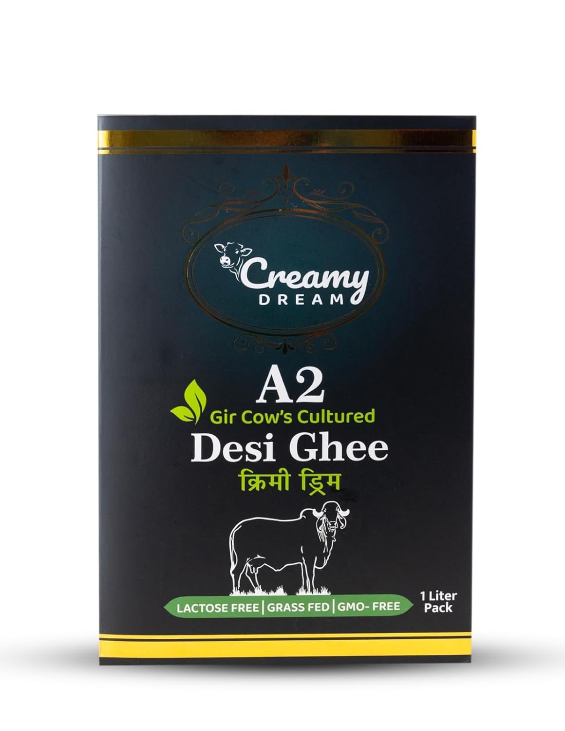 100% Natural A2 Gir Cow'S Cultured Desi Ghee By Creamy Dream | High In Vitamins & Minerals Healthy Desi Ghee Boost Brain Function & Improve Eyesight | (1 Litre) 33.8 Ounce | Jar Pack