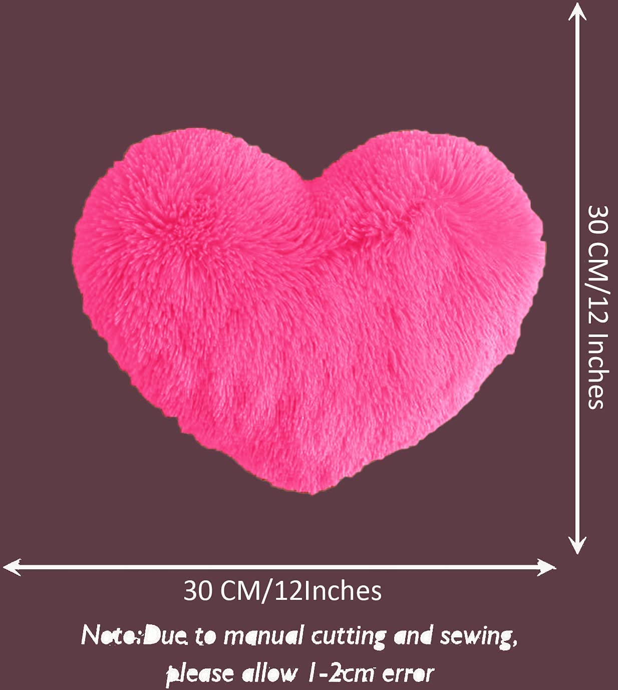 Plush Heart-Shaped Decorative Cushions, Soft Red Valentine Pillows, Dark Pink - 12 X 10 Inch | Versatile Use - For Sofa, Thoughtful Gifts For Special Occasions & Celebrations - Set Of 2