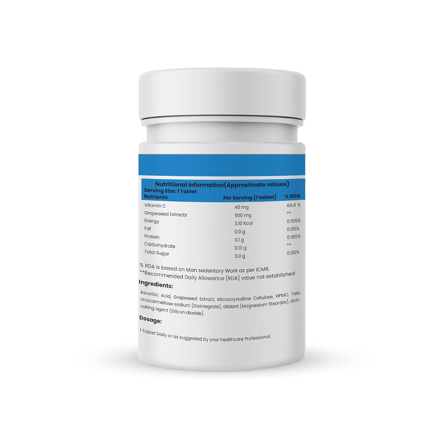 Gdm Grape Seed 500mg Antioxidant Supplement, Boost Health, Vitality, Immunity Booster, Healthy Skin & Bones For Men & Women |100 Veg Tablets 100gm 0.2lbs