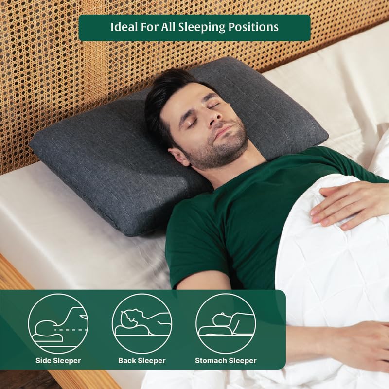 Cervical Pillow For Sleeping - Orthopedic Bed Pillow, Grey - XL King Size - 4 Inch | Soft Pillow For Neck & Shoulder Pain-Engineered Latex Soft Pillow, For Back, Side Sleepers - Set of 2