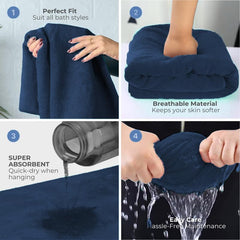 Black Gold The Finer Touch Premium Microfiber Bath Towel 400 Gsm | Ultra Soft & Absorbent Quick Dry Towel Lightweight Microfiber Bath Towel (Navy Blue) - Pack Of 1
