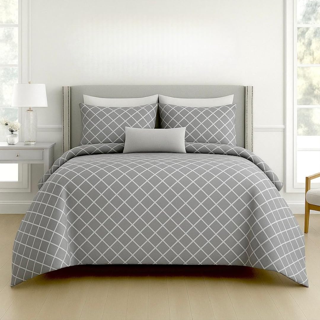 Double Bedsheet For Queen Size With 2 Matching Pillow Covers For Home - 90 X 100 Inches, Grey | Smooth Finish, Soft Touch & Breathable Comfort For Everyday Use