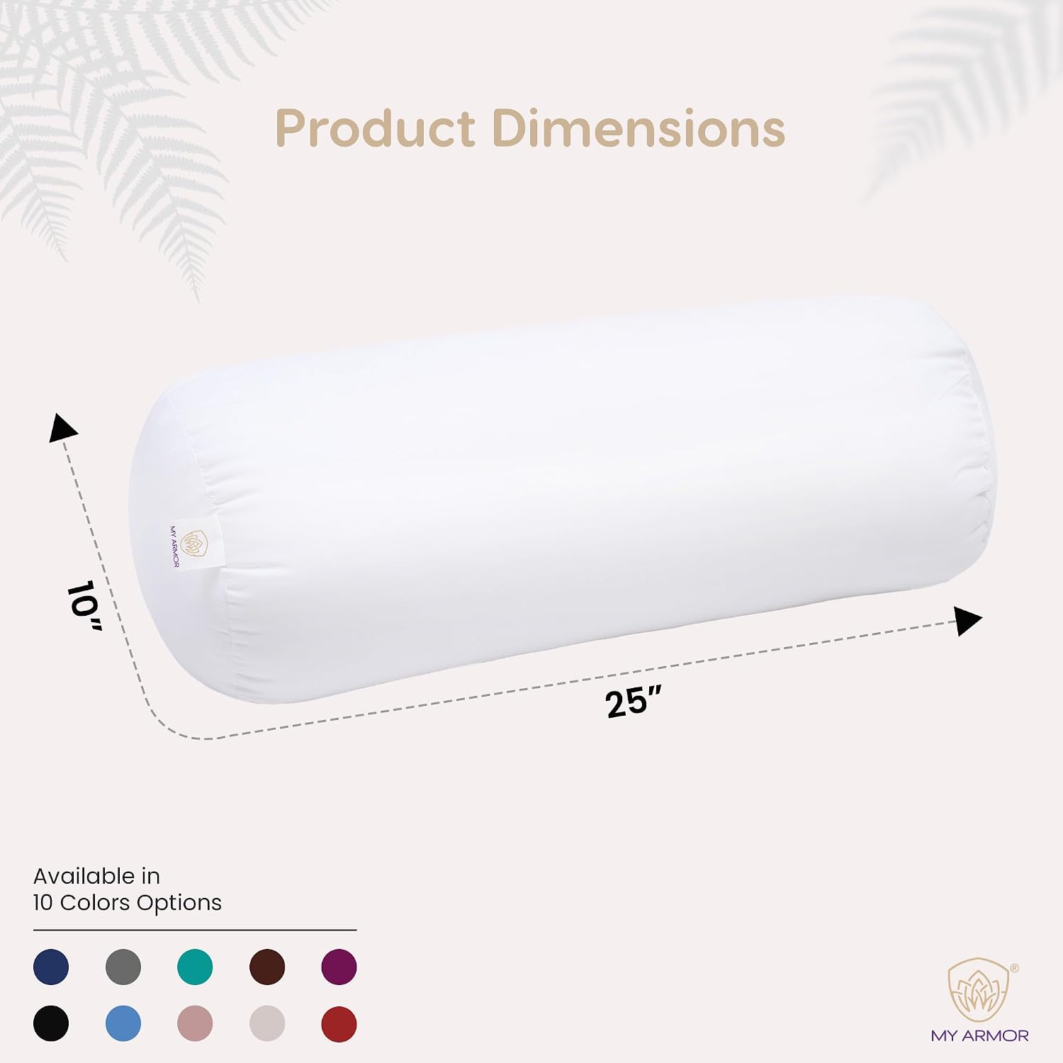 Microfiber Bolster Pillow For Bed & Sofa, Side, Round, White - 10 X 25 Inch | Diwan Cushions | Light, Soft & Fluffy For Neck & Back Support, Washable & Durable Pillow With Cover - Set Of 2