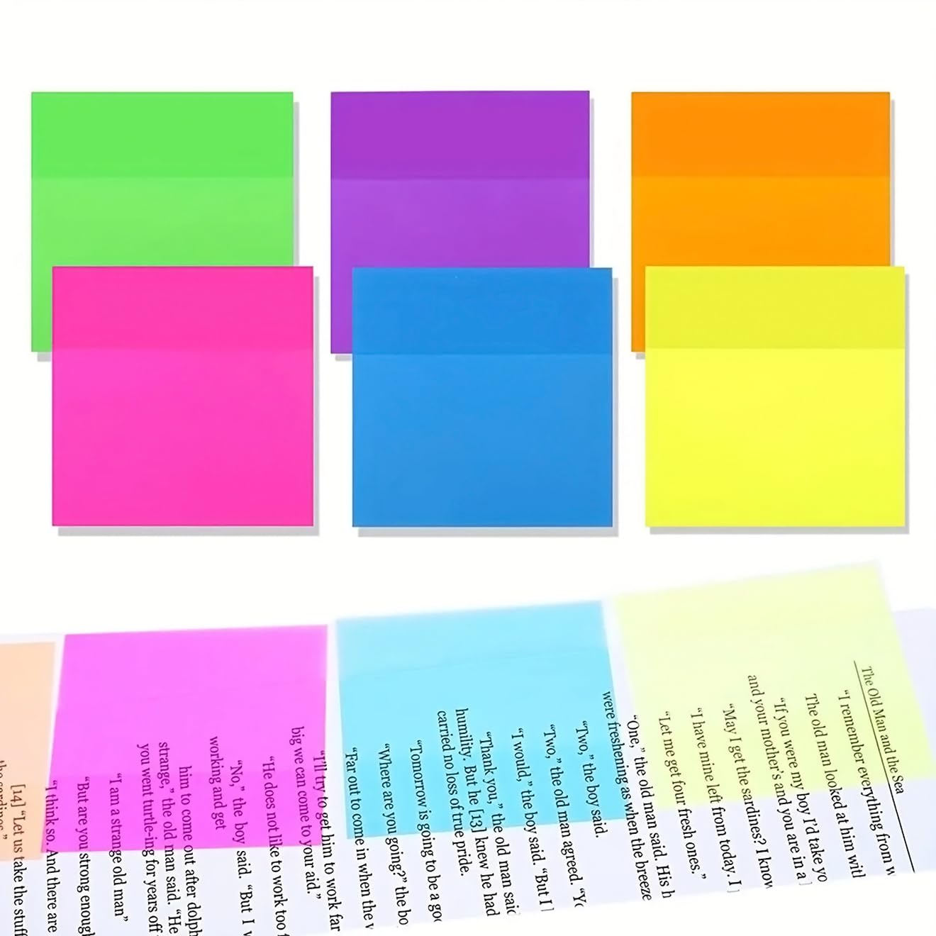 Transparent Sticky Note Pad, 5 Different Color 500 Sheets | Self-Sticky Note Pads, 3 X 3 Inch