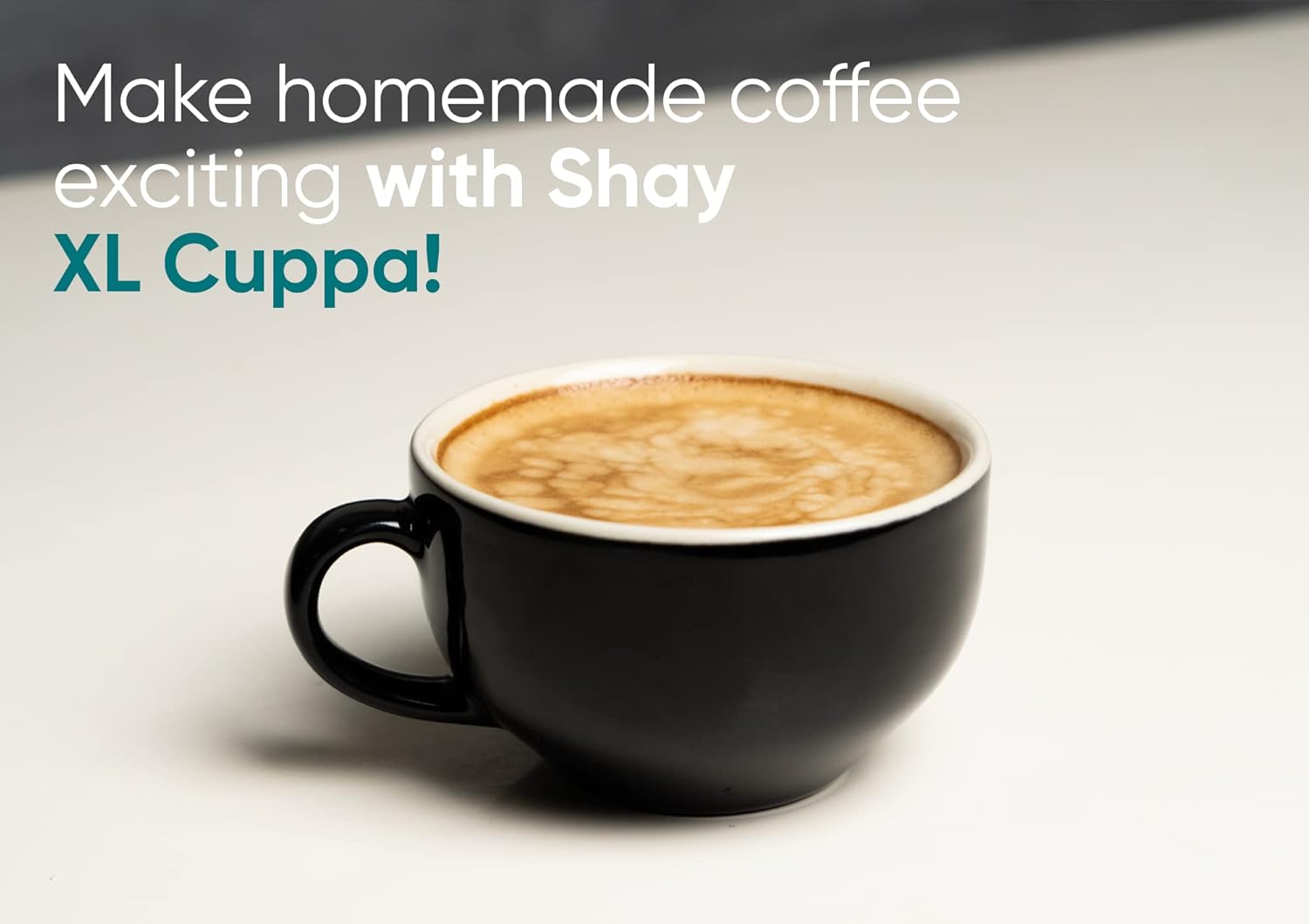Large Ceramic Coffee Cup Set Of 2 - Black, 350ml Each | Cappuccino Cup With Glossy Finish - Large Ceramic Coffee Cup | Premium Stoneware Coffee Cup - Microwave Safe, XL Cuppa