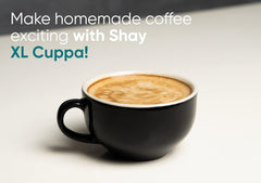 Large Ceramic Coffee Cup Set Of 2 - Black, 350ml Each | Cappuccino Cup With Glossy Finish - Large Ceramic Coffee Cup | Premium Stoneware Coffee Cup - Microwave Safe, XL Cuppa