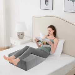 Leg Elevation Pillow, Orthopedic Memory Foam Leg Pillow, Black & Grey Color | For Leg Elevation Sciatica Relief, Varicose Veins, Side Sleepers & Wedge Pillow, Lightweight, Removable Cover