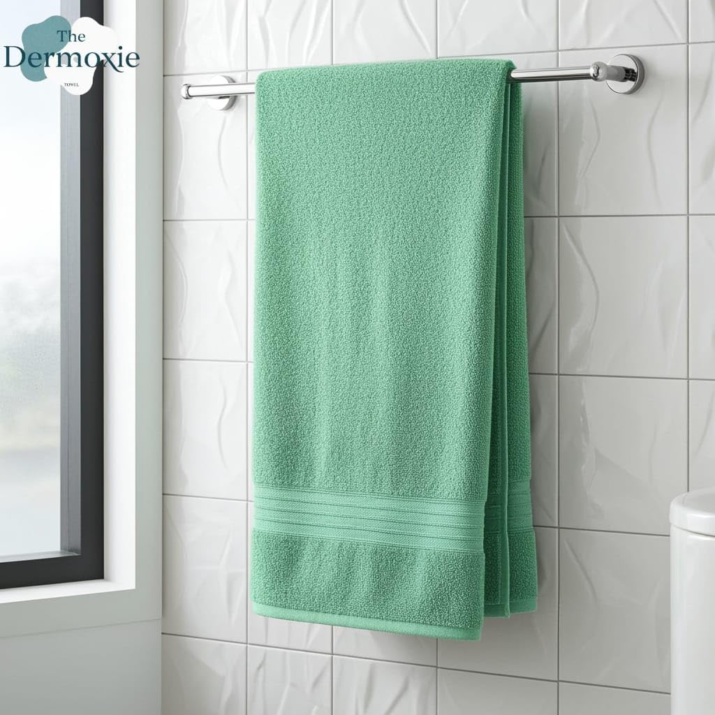 Dermoxie The Soft Comfort Air Rich 100% Cotton Bath Towels 500 Gsm | Premium Bathroom Collection Bath Towel (Green)