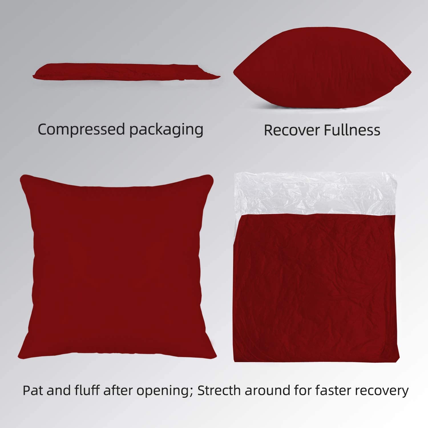 Microfiber Filled Floor Cushion, Decorative Throw Pillow, Maroon - 16 X 16 Inch | Home Décor Pillow, Sofa & Bed Cushion | Soft & Comfortable Pillow, Model - F_26_kubmart016871- Set Of 4