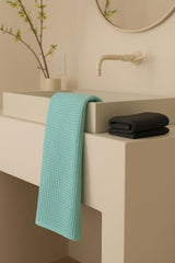Drape&Luxe Gen-Z Towel Premium Waffle Cotton Bath Towel 1200 Gsm | Super Soft & High Absorbency Towel, Quick Drying Large Size Towels (Blue & Black) - Pack Of 2