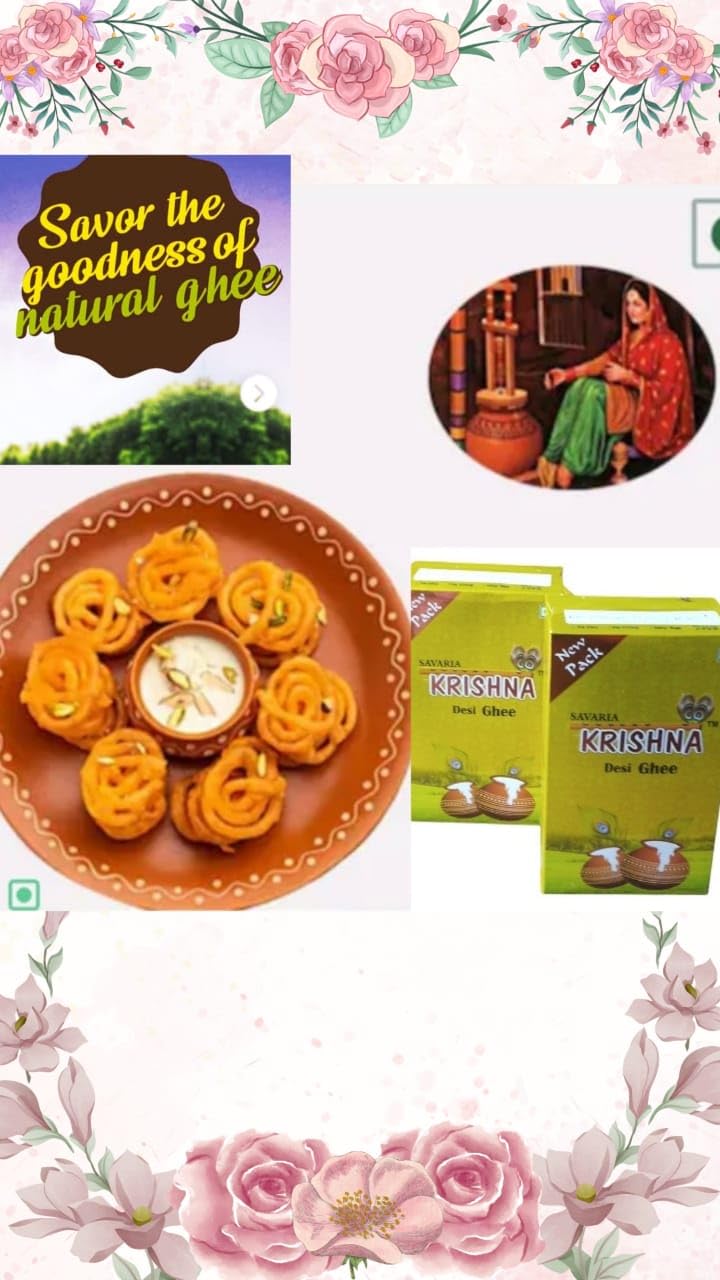 Organic Desi Ghee By Savaria Krishna | Great Source Of Energy & Vitamin Healthy Desi Ghee Perfect For Favorite Dishes | 2 Litre (1 Litr) 67.6 Ounce | Box Pack