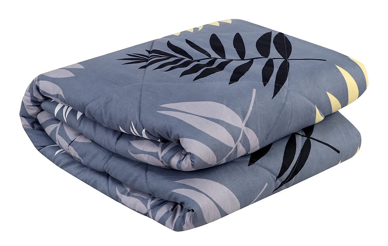 1 Flat Bedsheet For King Size With 2 Pillow Cover + Comforter - 90 X 100 Inch, Grey | Super Soft Glace Cotton - 4 Pcs Bedding Set | Perfect Gifts Set Wedding, Anniversary
