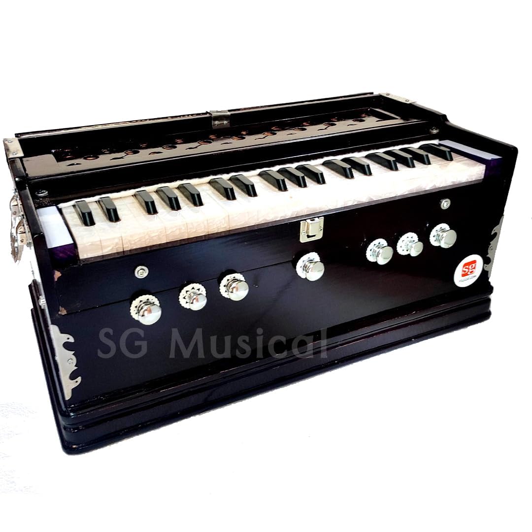 Harmonium With Bag - 39 Keys, Double Reed (Bass Male), Double-Bellow, 7 Stoppers, 3 1/4 Octave | Easy To Pump, Tuning 440 Standard Pitch