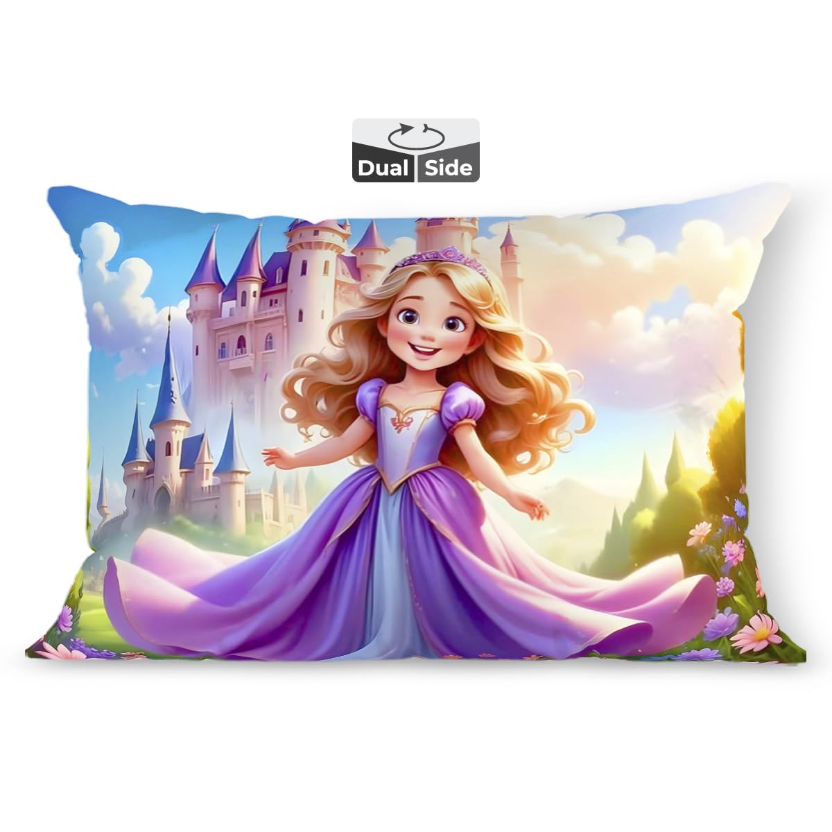 Kids Pillow Cushion With Super Soft Fabric Pillow - 12 X18 Inches | Animal & Cartoon Prints, Soft Pillow, Dual Sided Design | Multi-Purpose, Durable & Easy Care, Made In India - Design 13