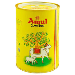Natural Premium Cow Ghee By Amul | High In Fiber Healthy & Nutritious Pure Cow Ghee Good For Halwa | (1 Litr) 33.8 Ounce | Tin Pack