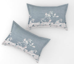 1 Elastic Fitted Bedsheet For King Size & 2 Pillow Covers - 78 X 72 Inches, Pink & Grey | Elegant Floral Print Design & Skin-Friendly