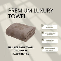 Hanker Ultra Luxury Large Size Plush Bath Towel 500 Gsm | Blossom Super, Very Soft On Skin, Luxurious Fabric, Pure Polyamide Bath Towel (Soothing Beige)
