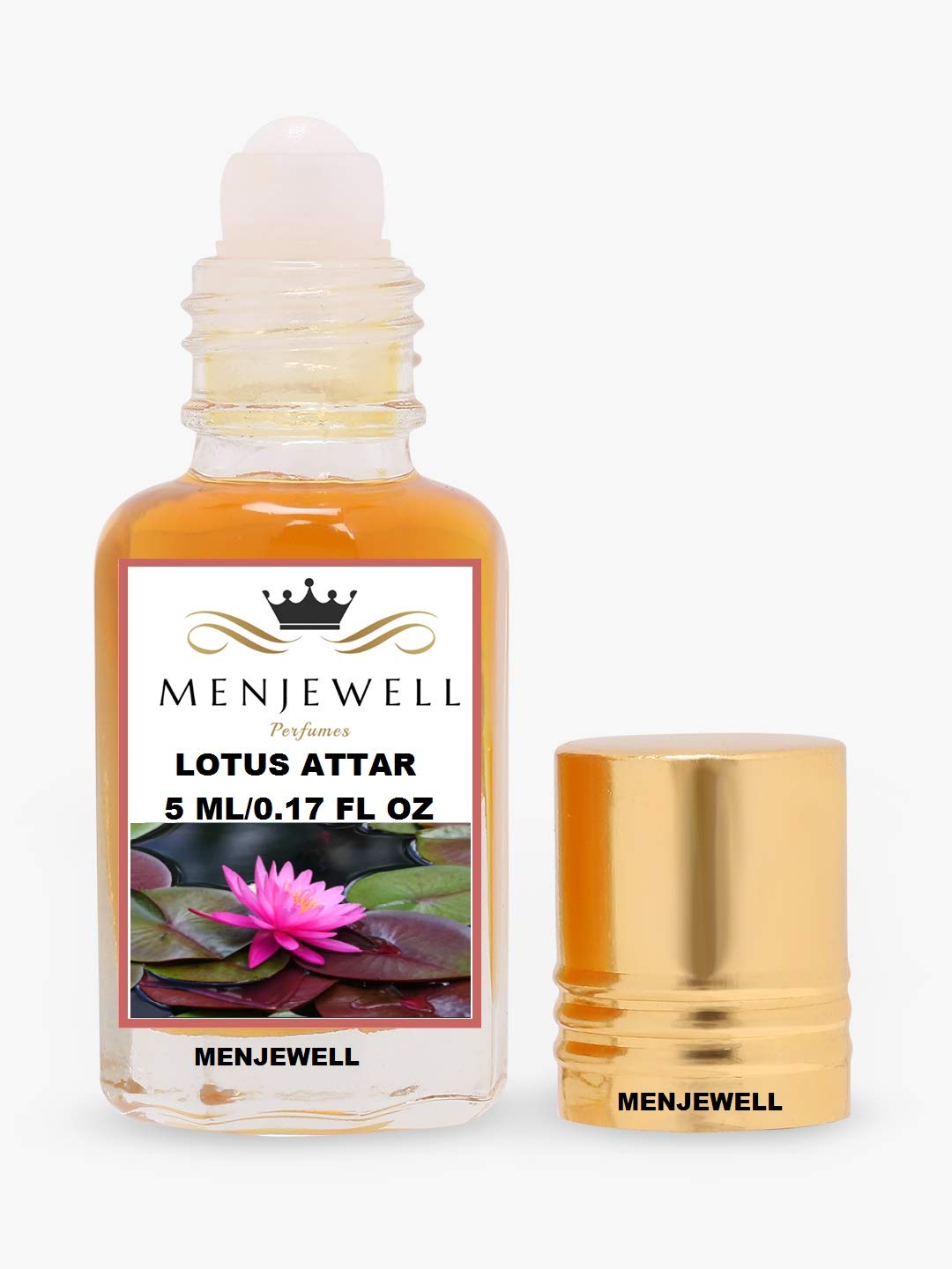 Menjewell Lotus Attar Perfume 5ml 0.17 Fl.oz. For Men & Women | Long Lasting | Alcohol Free