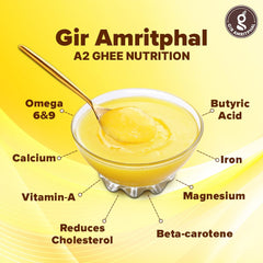 Premium A2 Bilona Gir Cow Desi Ghee By Gir Amritphal | Good Source Of Healthy Desi Cow Ghee For Glowing Skin | 1 Litre (500ml * 2) 33.8 Ounce | Container Jar