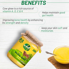 Pure Organic A2 Gir Cow Ghee By Ved-A2 | Traditional Bilona Method Healthy Desi Ghee Good For Parathe | (500ml) 16.9 Ounce | Jar Pack
