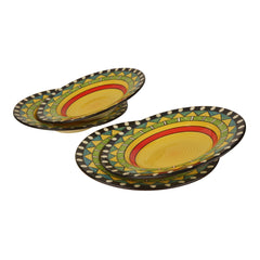 Hand Painted Ceramic Pasta Plate Set Of 4 - 9 Inches, Multicolor | Soup Plates - Maggi Plates