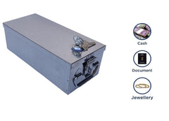 Stainless Steel Locker Boxes, Jewellery Boxes, Check Book Box, Cash Box, Bank Locker Box, Peti Size - 12 Inch Cash Box L-32cm, W-12cm, H-9.5cm With 2 Key