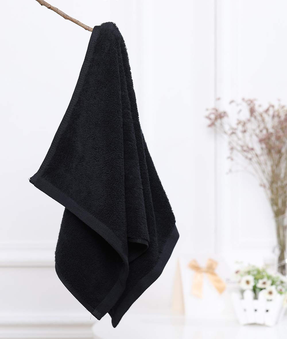 Grgrasp Thread That Bind Relations 100% Cotton Hand Towel 800 Gsm | Fully Absorvent & Quick Dry Towel (Black) - 4 Pcs