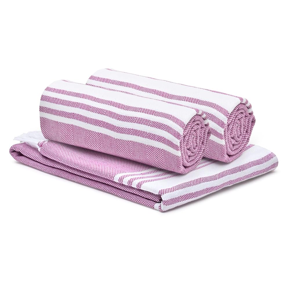 The Better Home Cotton Large Size Bath Towel 900 Gsm | Soft Towel For Men Women Anti-Odour High Absorbency Quick Dry Towel (Purple) - 3 Pcs