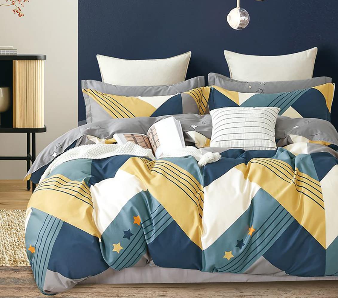 Printed King Size Double Bedsheet With 2 Pillow Cover - Size 72 X 78 X 10 Inches, Multicolor | Cotton Elastic Fitted All Around Bedsheet - Breathable & Wrinkle Free
