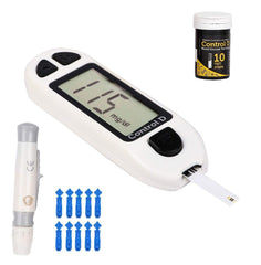 Control D Blood Glucose Sugar Testing Monitor With 10 Strips Glucometer - White