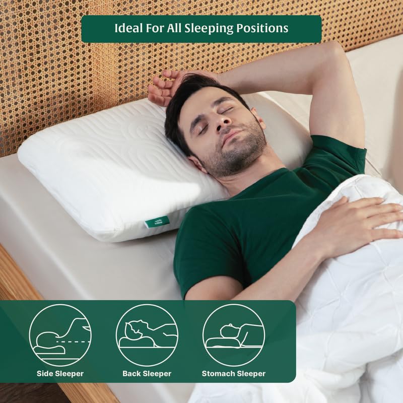 Memory Foam Pillow For Neck & Shoulder Pain Relief - King Size - 6 Inch | Cervical Thick Pillow For Sleeping, Orthopedic Bed Pillow For Back & Stomach Sleepers - Medium Firm - Pack Of 2