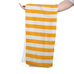 Hanorix 100% Cotton Large Size Bath Towel 900 Gsm | Soft Bath Towel For Men & Women Ultra Absorbent Cotton Towel Soft & Absorbent Towel (Golden Line) - Pack Of 2