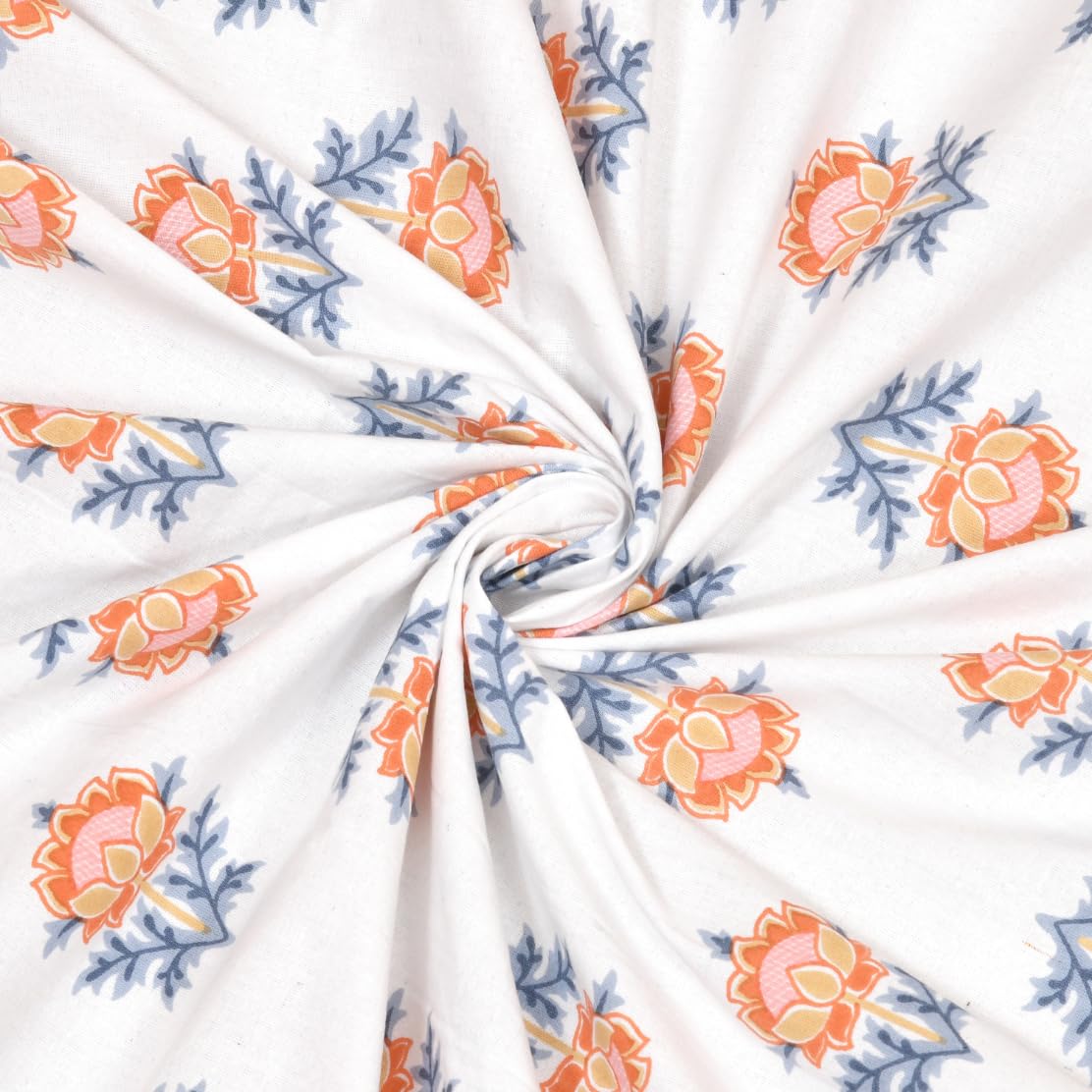 100% Cotton Jaipuri Bedsheet For King Size (95 X 108 Inches, White & Pink) With 2 Pillow Covers | Perfect For Everyday Use, Guest Rooms, Or Gifting On Special Occasions