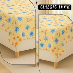 Single Bedsheet With 1 Pillow Cover - Size 90 X 60 Inches, Beige & Blue | Soft Touch Cotton Fabric-Comfortable & Durable | Elegant Printed Bedding Set For Daily Use